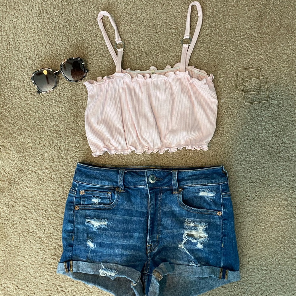 LF Pink Cropped Tank Top